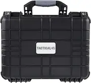 Tactical45 Hard Case with Foam Weatherproof Black Hard Carrying Case for Outdoors and Traveling 16 x 13 x 7in Foam Case
