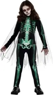 Youth Halloween Costume Glow Reaper Jumpsuit & Cape Set - X-Large (14-16)