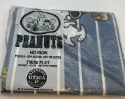 VTG Peanuts Charlie Brown Snoopy Twin Size Flat Sheet & Pillow Case 1971 Schulz