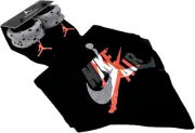 Nike Baby Black Grey Cotton Cuffed Jumpman Jordan Bandana Bib Booties Set 0-6 MO