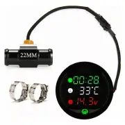 Motorcycle Voltmeter Water Temp Time Gauge LED Digital Display W/Sensor Adapter (for: Suzuki)