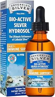 Natural Immunogenics Sovereign Bio-Active Hydrosol for Immune Support, 10 ppm, 2 oz (59ml) Dropper, Silver