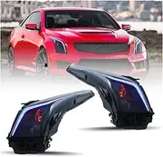 Led Headlights Start Up Animation Front HeadLamps With Red Devil-eyes Assemblly Compatible With Cadillac ATS ATSL 2014-2018