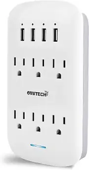 oviitech 6 Outlet Extender with 4 USB Charging Ports(4.2A Total),Wall Mount Outl