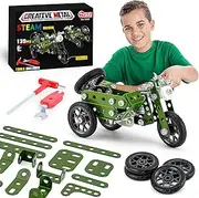 [Ferthor Fun] Erector Set Building Toys Motor Tricycle Set-139 Pieces DIY Building Stem Projects Toys for Kids Boys Ages 8-12,Metal Building Toys Set Gifts for Model Military Motorcycle Fans