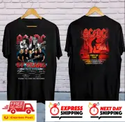 AC/DC 52 Years Anniversary Tour 2025 T-Shirt Signatures and PWR UP Tour Date Tee