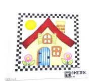 Hand-Painted Needlepoint Canvas Mary Engelbreit "Doodle House" 12" wide by 11"