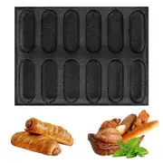Silicone Pan-Non-Stick Perforated French Bread Pan Forms,Hot Dog Molds , Baking Liners Mat Bread Mould Black
