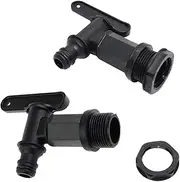 Rain Bucket Spout Faucet, Plastic Water Butt Hose Connector 3/4 Inch (25mm) Water Tank Outlet Tap for Rain Barrel, IBC Tank, Gardening (Pack of 2)