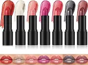 RoseFlower Lipstick, 7 PCS Long-Lasting Wear Not Fade Lipstick Makeup Set, Long Lasting Waterproof Smudge Proof Non-Stick Cup Lip Gloss, Great Lip Tint Make up Set for Women (Goth Style)