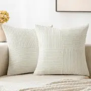 Corduroy Pillow Covers Pack of 2 Boho Decorative 16" x 16" (Pack of 2) White