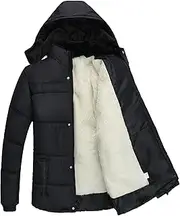 [Generic] Men's Winter Puffer Jacket Water-Resistant Windproof Outdoor Parka Jacket Sherpa Lined Warm Hooded Insulated Coat Parka