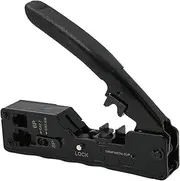 Pass Through RJ45 Crimp Tool, Ratcheting Modular Data Cable Crimper, Anti Slip Texture Safety Lock Ethernet Crimping Tool for CAT5e 6e 7e