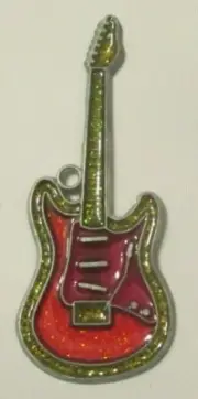 RED GLITTER GUITAR SUNCATCHER (MUSICAL SUNCATCHERS)