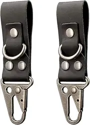 [diodrio] EDC Leather Strap Keychain Holder, Heavy Duty Belt Clip Key Ring Fob Holder. 2 per Pack.