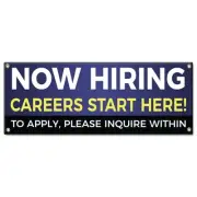 Now Hiring Careers Start Here Banner Concession Stand Food Truck Single Sided