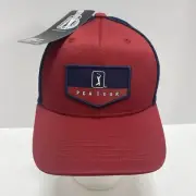PGA Tour American Trucker Style Golf Hat Mens Adjustable Red & Blue