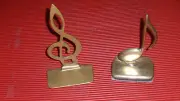 2 VINTAGE BRASS MUSIC NOTE BOOKENDS APPROX 7 1/2" G CLEF