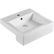 Fienza Jacinta Semi Recessed Basin Gloss White 1TH 525mm x 425mm RB8050J