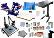 4 Color Silk Screen Printing Kit Adjustable Press Machine Supplies Ink Squeegee