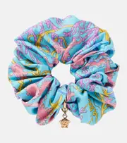 [Versace] Versace Underwater Barocco silk scrunchie One Size blue