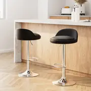 2 x Nuvo Bar Stools PU Leather - Black