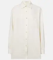 [The Row] The Row Nesson oversized linen denim shirt AU 8 white