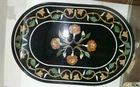 18" black Marble Dining Coffee Center side Table Top inlay malachite antique k10