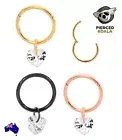 2Pcs Surgical Steel Heart Hinged Segment Septum Tragus Nose Ring Sleeper Earring