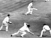 Ron Hooker , edges a ball from Ken Palmer, but first slip - 1967 Cricket Photo