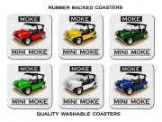 1965 - 1970 AUSTIN MINI MOKE SET OF 6 QUALITY RUBBER DRINK COASTERS