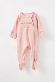 [Cotton On Kids] Cotton On Kids - Organic Pointelle Zip Romper - Zephyr/best thing 2025 TEENY ZEPHYR/BEST THING 2025