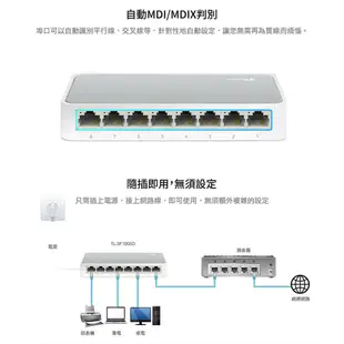 TP-LINK TL-SF1008D 交換器 8埠 HUB 塑殼