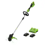 Greenworks 48V (2 x 24V) 15" Cordless String Trimmer, (2) 2.0Ah Batteries and Du