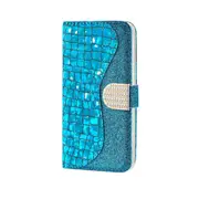 Laser Glitter Powder Matching Crocodile Texture Horizontal Flip Leather Case for Galaxy S10e, with Card Slots & Holder (Blue)