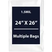 1.5Mil 24" X 26" | LDPE Clear Flat Poly Bags, Flexible & Durable | Multiple Bags