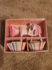 NEW Magic Rainbow Unicorn Pink 48 Piece Cupcake Kit Birthday Party Favor