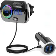 FM Transmitter Bluetooth 5.0 Hands-Free Car Kit with Quick Charge QC 3.0 Car ...