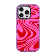 iPhone 16 Pro Impact Case MagSafe Compatible Marble Trippy Wavy Swirl Pink Red Spiral Warp Twirl 70s Psychedelic Acid Groovy Abstract Pattern