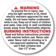 100 Pcs 1.25 Inch Wax Melt Warning Labels Waterproof Scratchproof Big Text Clams