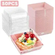 50pcs Cake Dessert Donut Box with Clear Lids Cookie Bakery Sandwich Packing Box