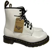 Dr Martens 1460 Women's Boots Patent Smooth Leather Combat White Size 7 NEW SPOT