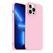 For Apple iPhone 13 Pro Max Silicone Silky Soft Case with Microfiber TPU Ultra Slim Anti Scratch Shockproof Cover (Sand Pink)