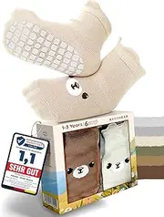 [Kleinbär] Children's Stopper Socks [Set of 6] | Non-Slip Baby Socks with Nubs - Extra Safe & Breathable | Unisex Socks Children [1-3 Years] - Children's Socks with Animal Motifs, pastel-coloured, 4-6
