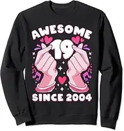 [X.Style] Girl 19th Birthday, Born 2004, K-pop Heart, Saranghae Sweatshirt ds1122 Sweater (2XL) Black