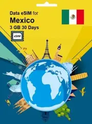 SALE! Mexico Travel SIM Card DATA eSIM 3GB 30Days QR Code 1 Day Delivery