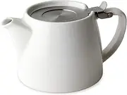 for Life 509Wht Teapot, Ceramic, White, 13.5 fl oz (400 ml), 2 Cups, Includes Tea Infuser, Dishwasher Safe, Lid Won't Fall Off, One Hand Pouring, White, Mini Stamped Teapot