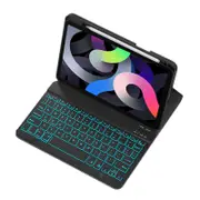 Nevenka Removable Square Keyboard Case For iPad 7 Color Backlit with Pen Slot Wireless BT Lightweight Case-Black