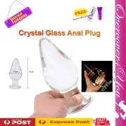 Huge Glass Thruster Dildo Dong Butt Plug Crystal Anal Trainer Expander Sex Toy