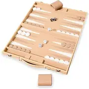 Two's Company Women's Terra Cane Backgammon Set Game, Natural Wood